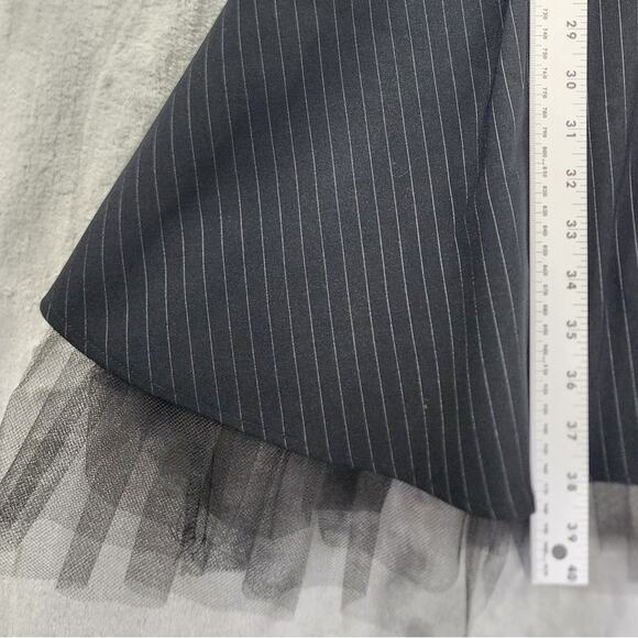 Vintage LA BELLE Dress Womens 3 Juniors Black Pin Striped Embroidered Party - Picture 10 of 11